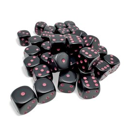 Chessex d6Cube 12mm Opaque Black with Pink (36)