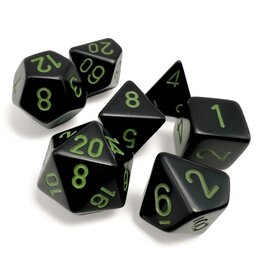 Chessex 7-Set Opaque Black with green