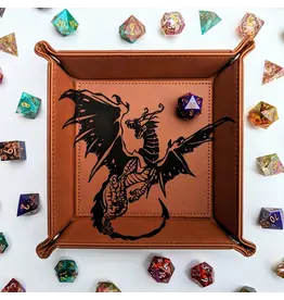 NTSD Gaming Faux Leather Dice Rolling Tray - Spawn of Tiamat