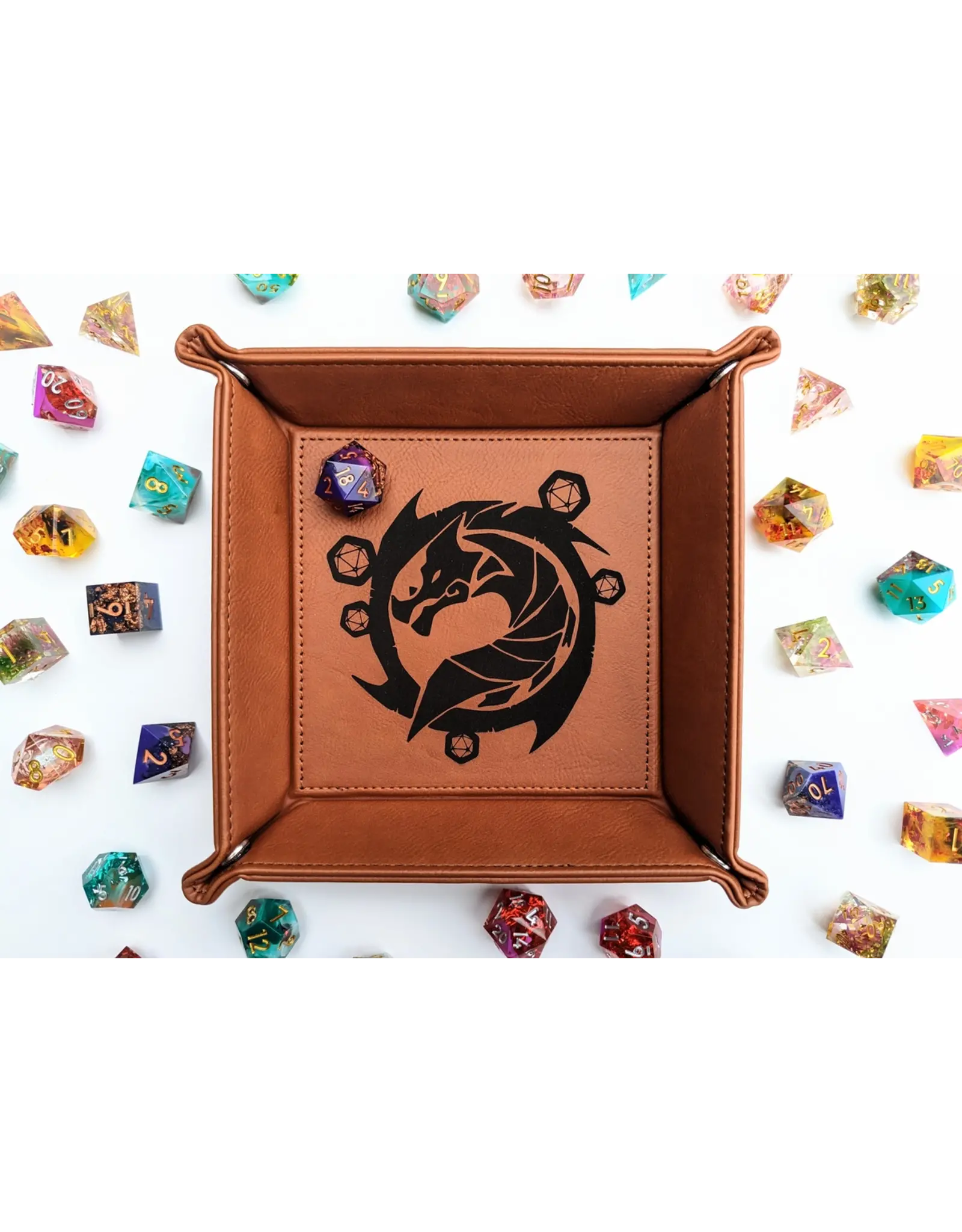 NTSD Gaming Faux Leather Dice Rolling Tray - The Waiting Wyvern