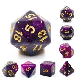Foam Brain Black & Purple Galaxy RPG Dice Set