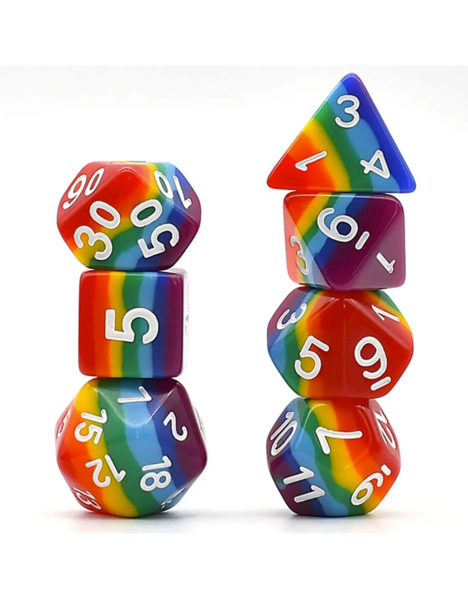 Foam Brain Opaque Rainbow Layer RPG Dice Set