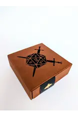 NTSD Gaming Faux Leather Dice Box - D20 Crossed Swords