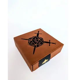 NTSD Gaming Faux Leather Dice Box - D20 Crossed Swords