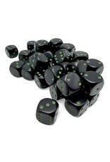 Chessex d6Cube 12mm Opaque Black with green (36)