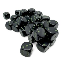 Chessex d6Cube 12mm Opaque Black with green (36)