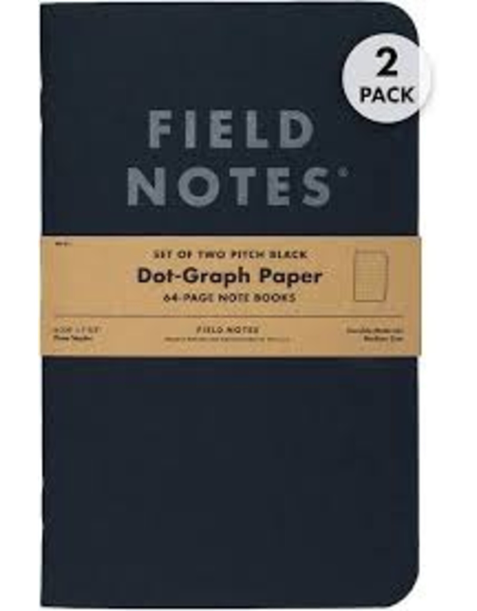 Field Notes Pitch Black Note Book (Dot Graph) (2 pack)