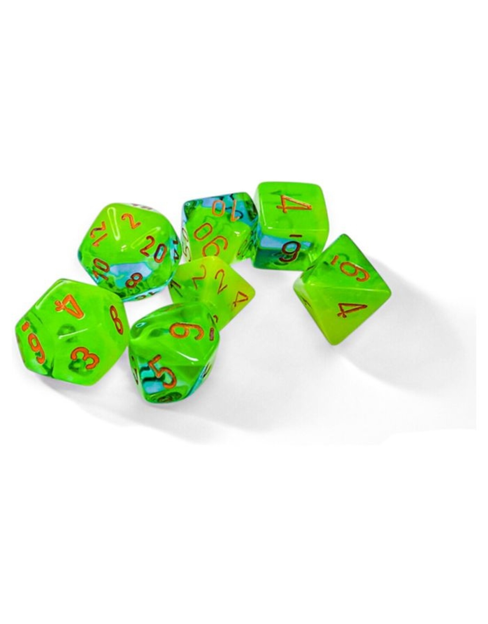 Chessex 7-Die Set Gemini Plasma Luminary Green-Teal/orange