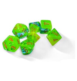 Chessex 7-Die Set Gemini Plasma Luminary Green-Teal/orange