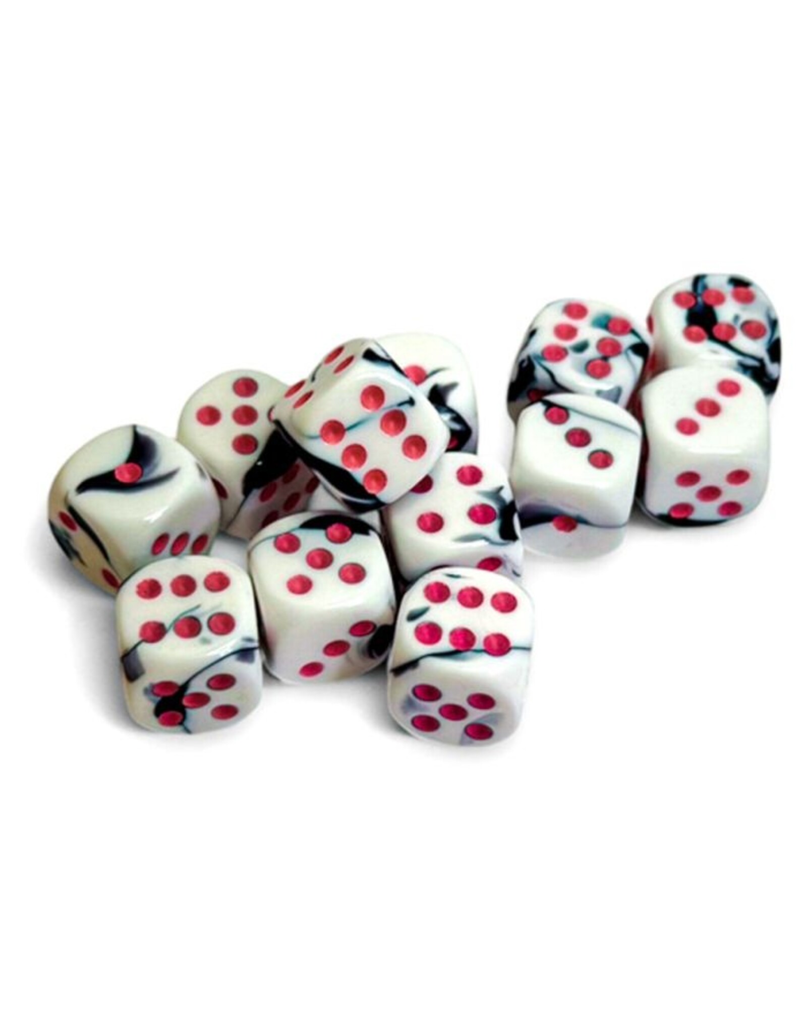 Chessex Gemini 16mm d6 Black-White/pink (12)