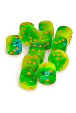 Chessex Gemini 16mm d6 Plasma Luminary Green-Teal/orange (12)