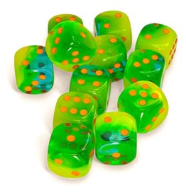 Chessex Gemini 16mm d6 Plasma Luminary Green-Teal/orange (12)