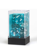 Chessex 7-Set Cube Translucent Teal with White