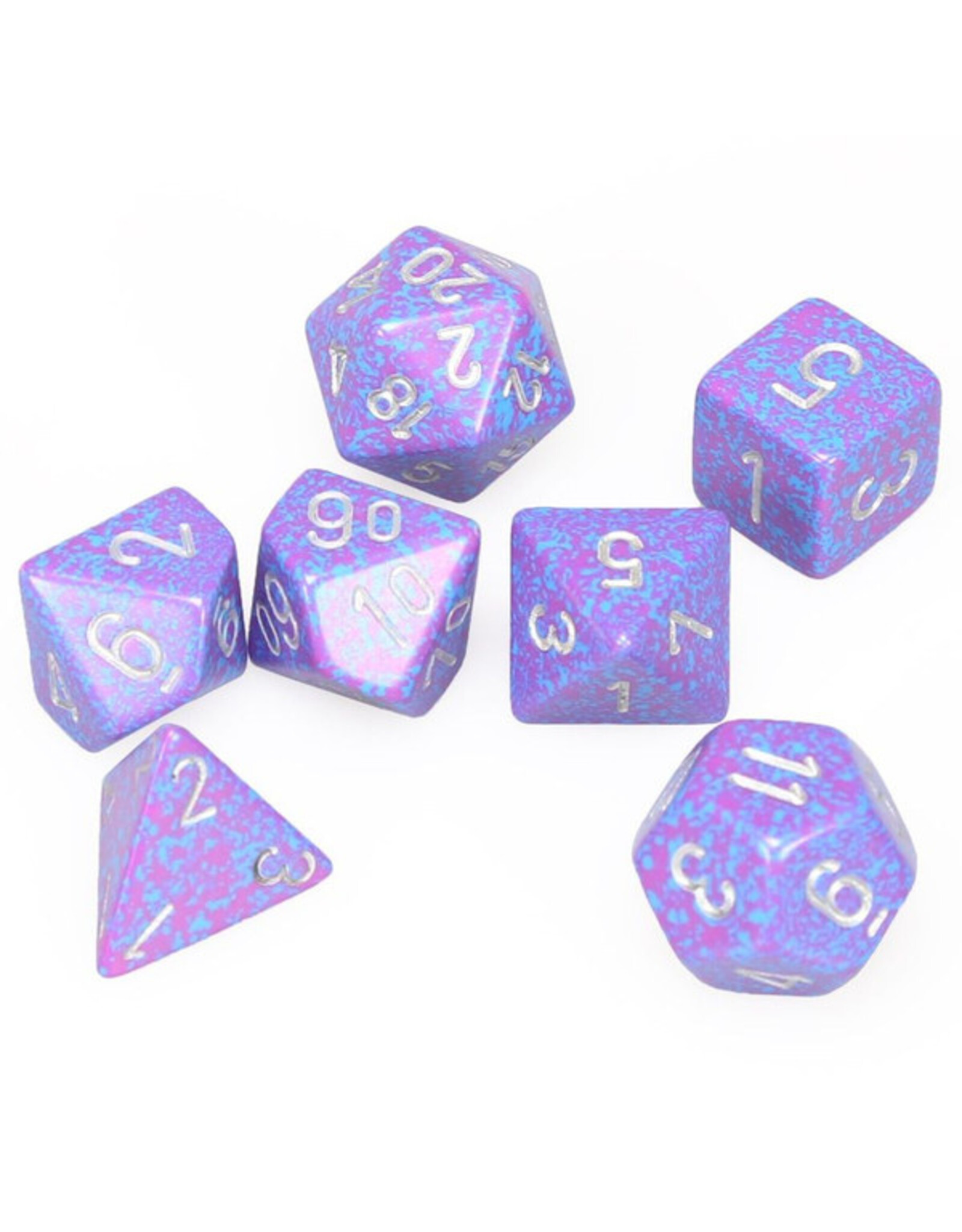Chessex 7-Set Cube Speckled Silver Tetra