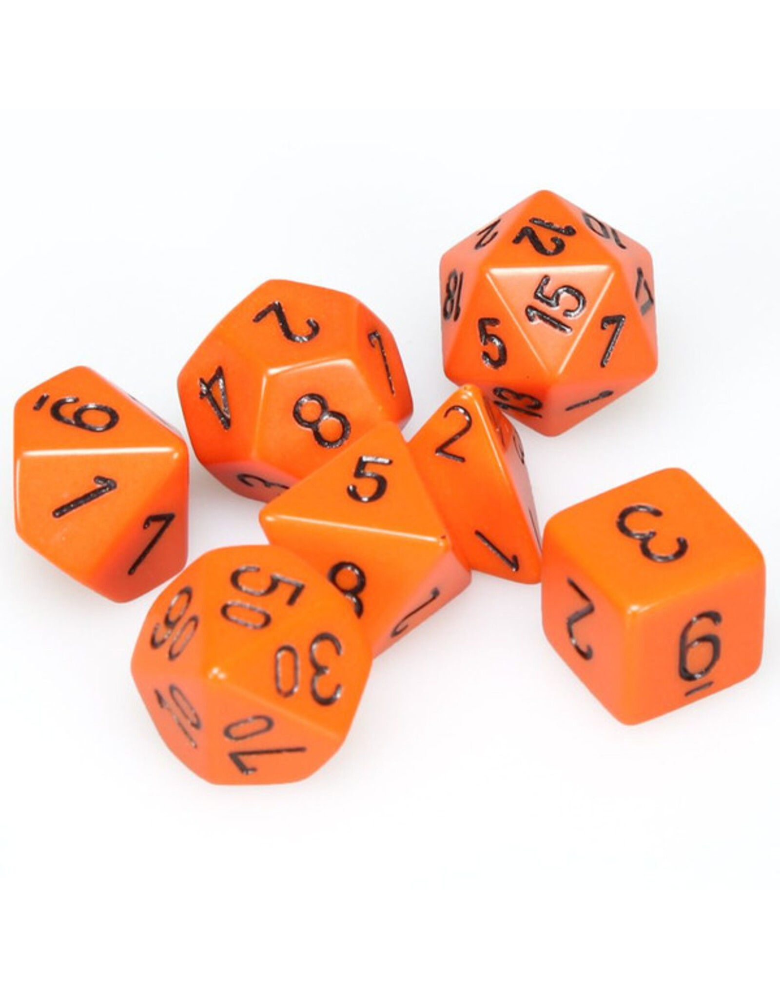 Chessex 7-Set Cube Opaque Orange with Black