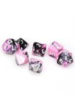 Chessex 7-Set Cube Gemini Black and Pink with White