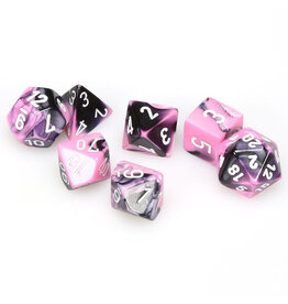 Chessex 7-Set Cube Gemini Black and Pink with White