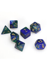 Chessex 7-Set Cube Gemini Blue and Green with Gold