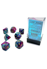 Chessex 7-Set Cube Gemini Purple and Teal with Gold