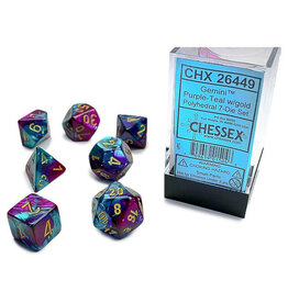 Chessex 7-Set Cube Gemini Purple and Teal with Gold