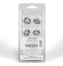 Chessex 7-Set Clamshell Metal Silver with Black