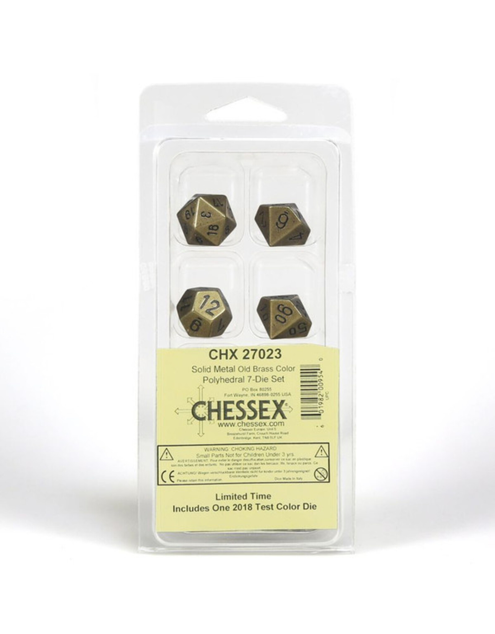 Chessex 7-Set Clamshell Metal Old Brass with Black