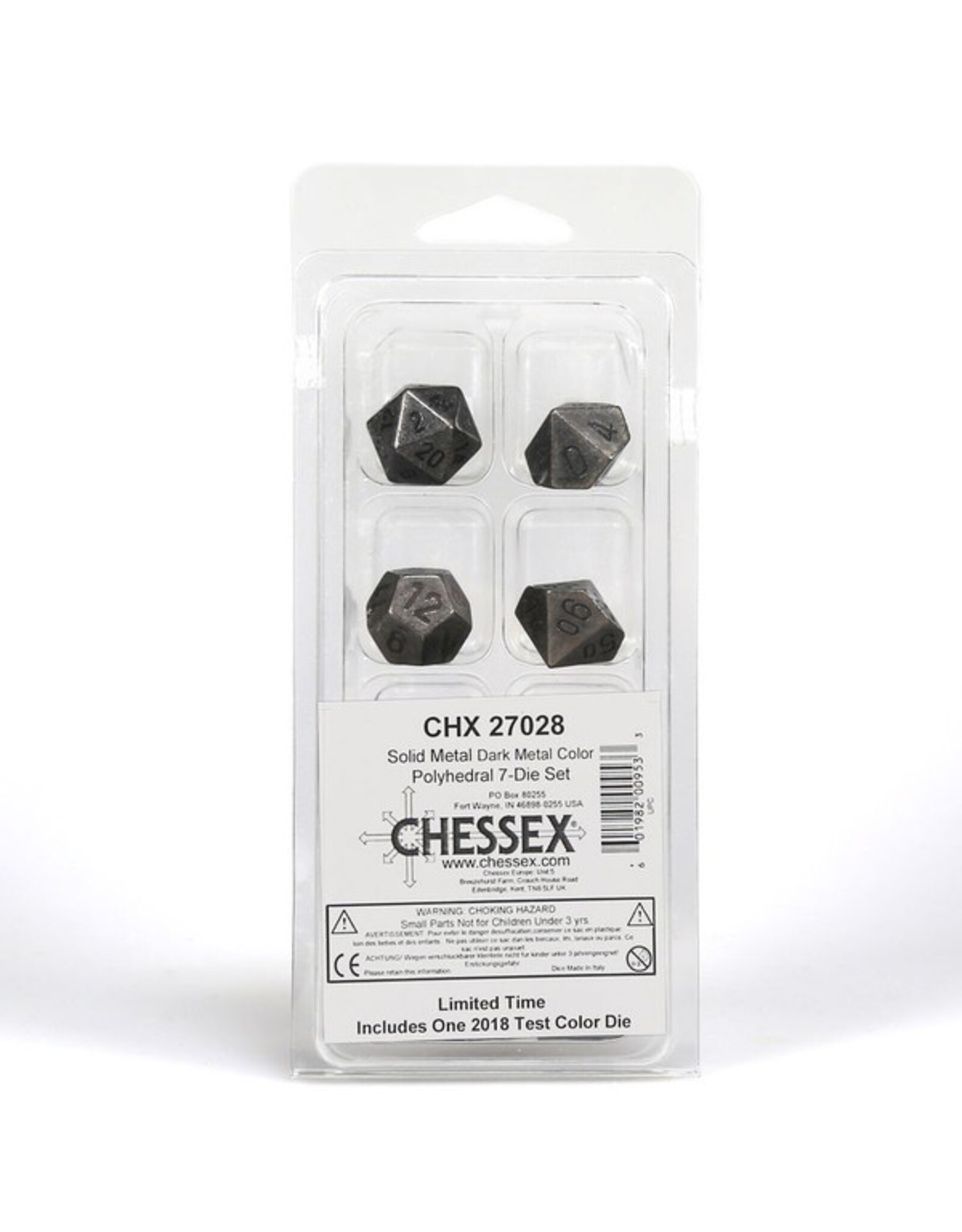 Chessex 7-Set Clamshell Metal Dark Metal with Black