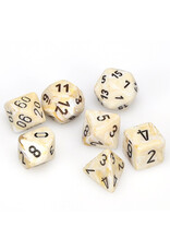 Chessex 7-Set Cube Marble Ivory with Black