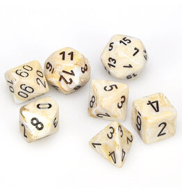 Chessex 7-Set Cube Marble Ivory with Black