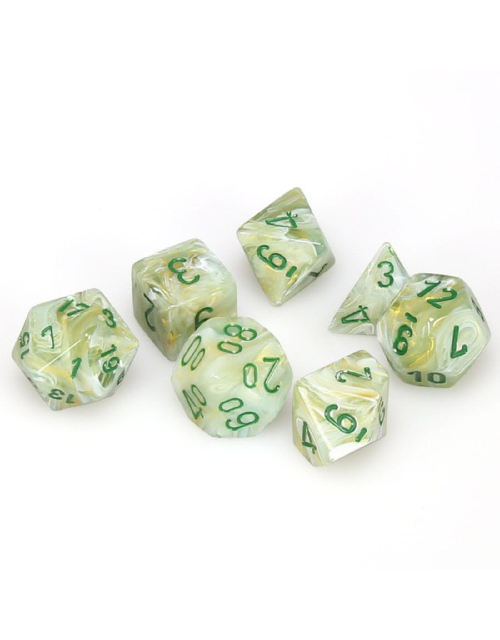 Chessex 7-Set Cube Marble Green with Dark Green