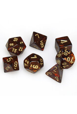 Chessex 7-Set Cube Scarab Blue Blood with Gold