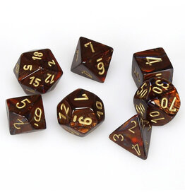 Chessex 7-Set Cube Scarab Blue Blood with Gold