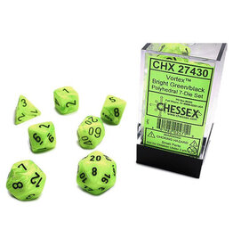 Chessex 7-Set Cube Vortex Bright Green with Black
