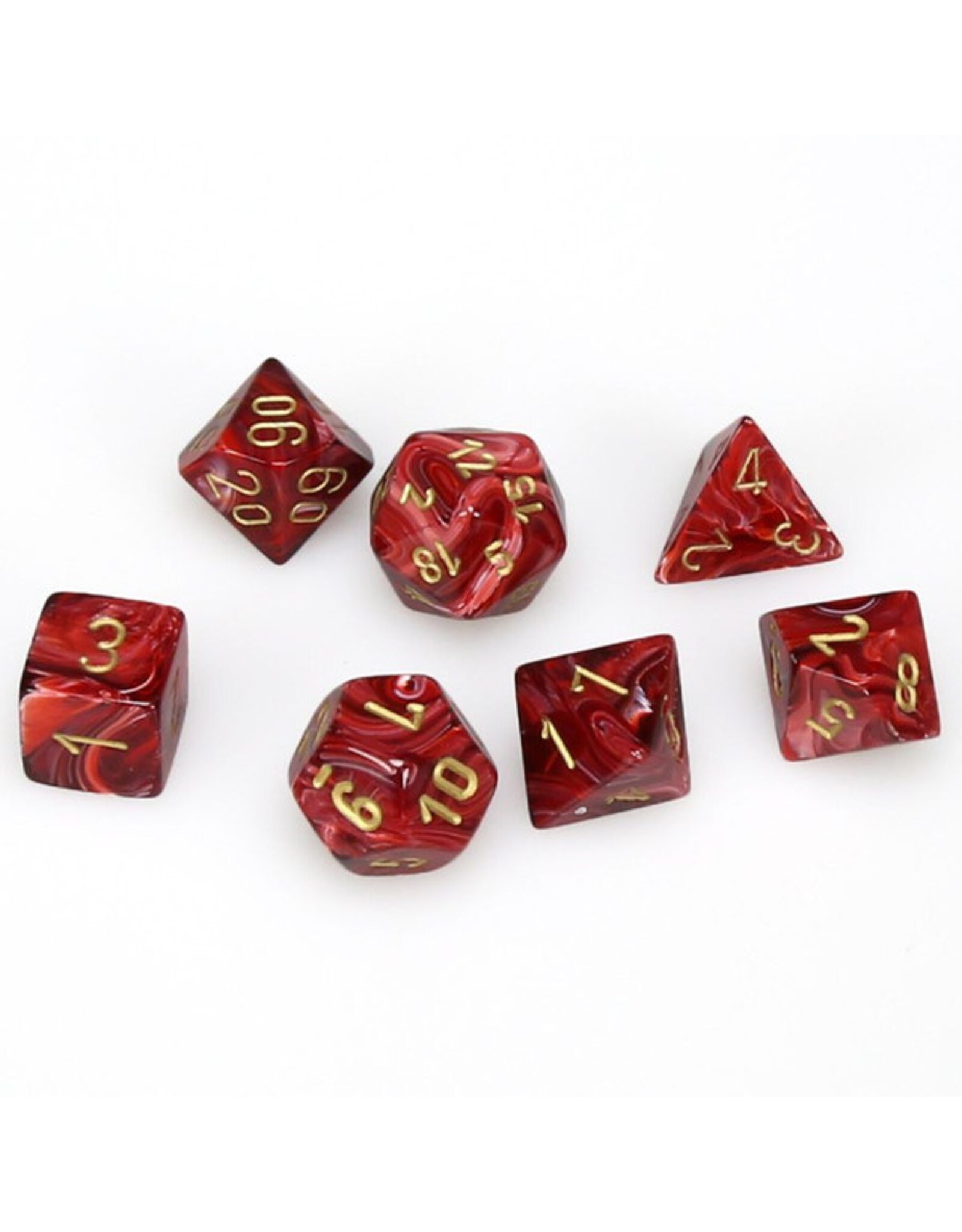 Chessex 7-Set Cube Vortex Burgandy with Gold