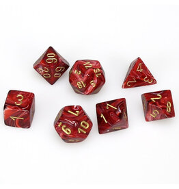 Chessex 7-Set Cube Vortex Burgandy with Gold