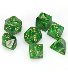 Chessex 7-Set Cube Vortex Green with Gold