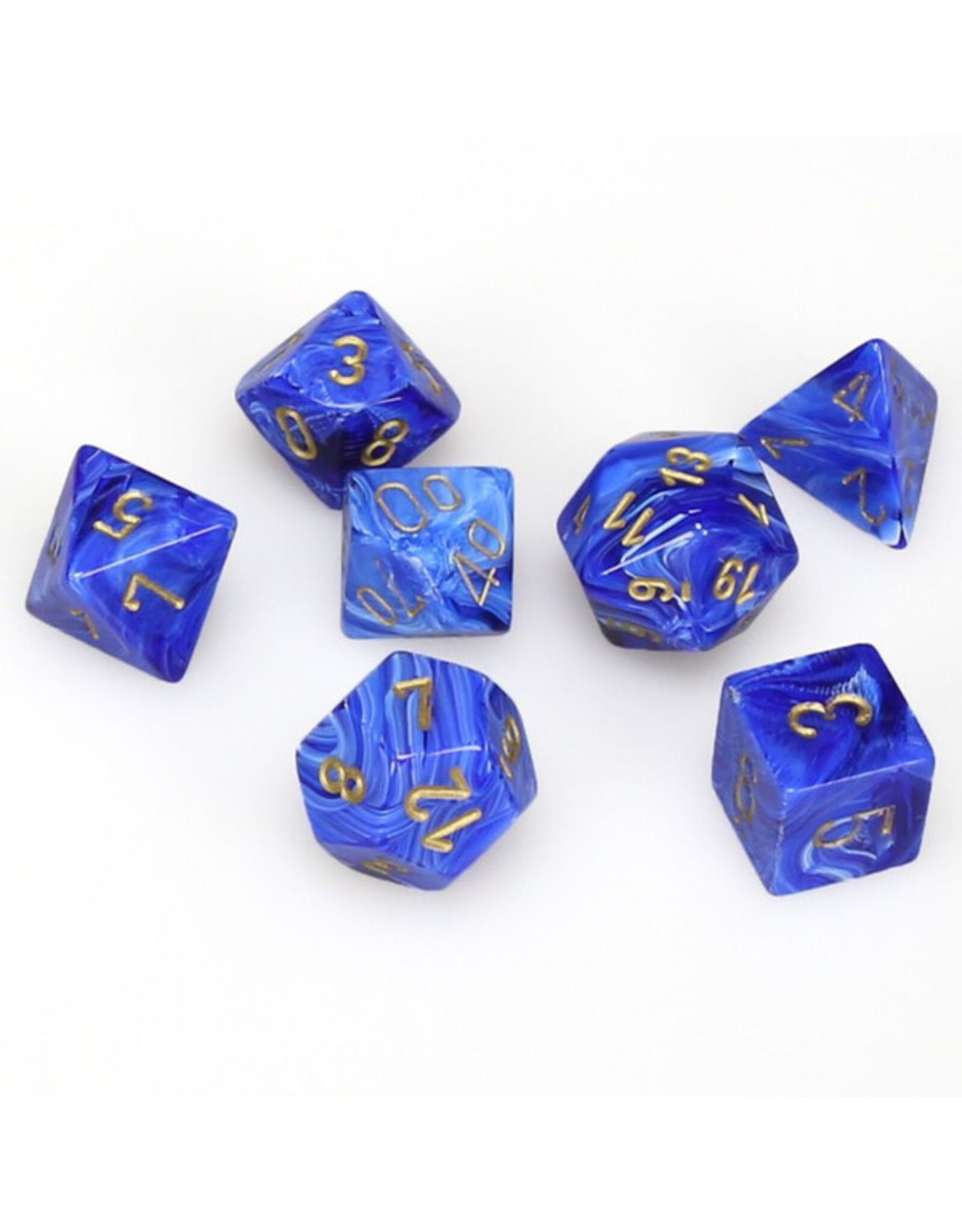 Chessex 7-Set Cube Vortex Blue with Gold