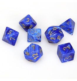 Chessex 7-Set Cube Vortex Blue with Gold