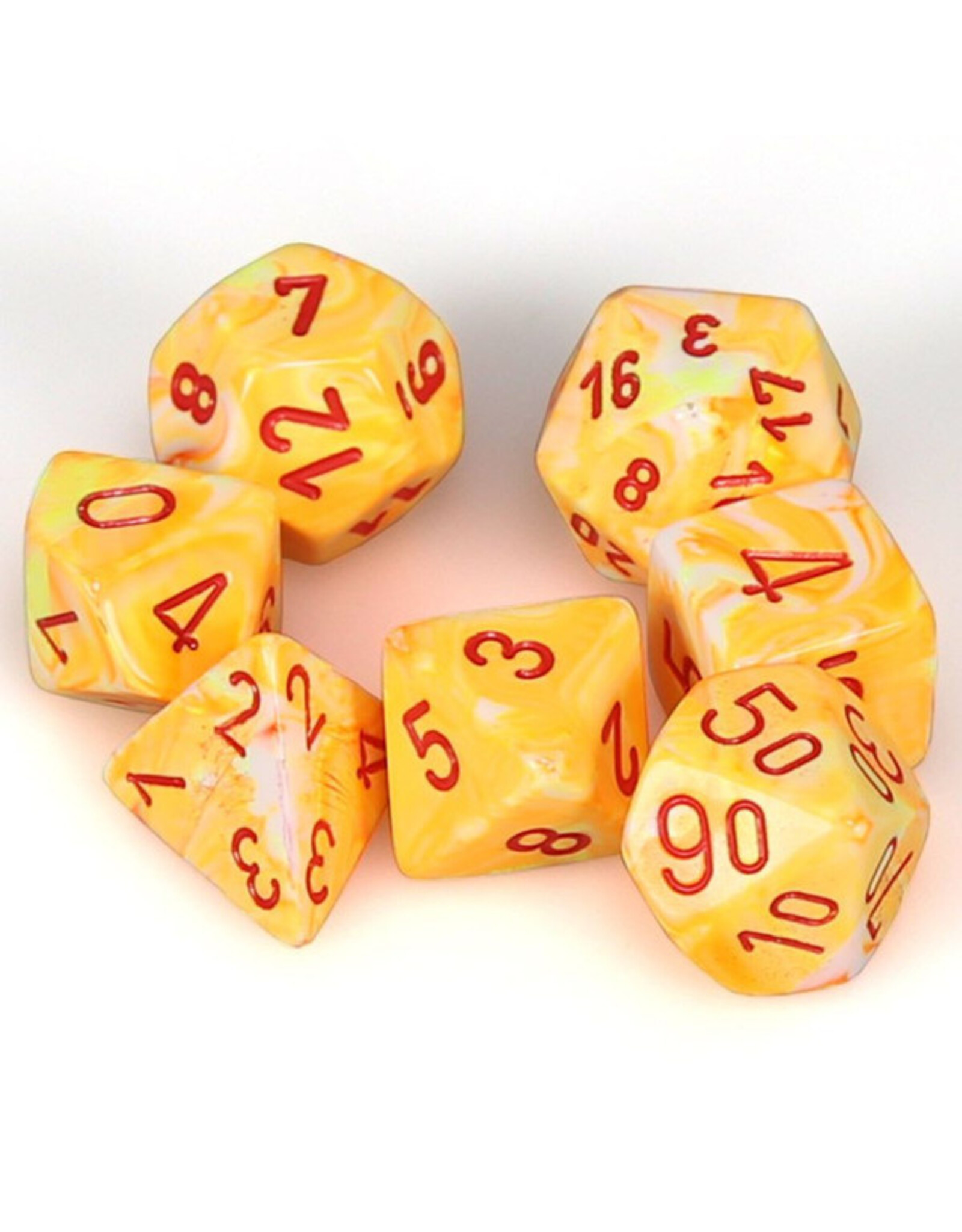 Chessex 7-Set Cube Festive Sunburst with Red