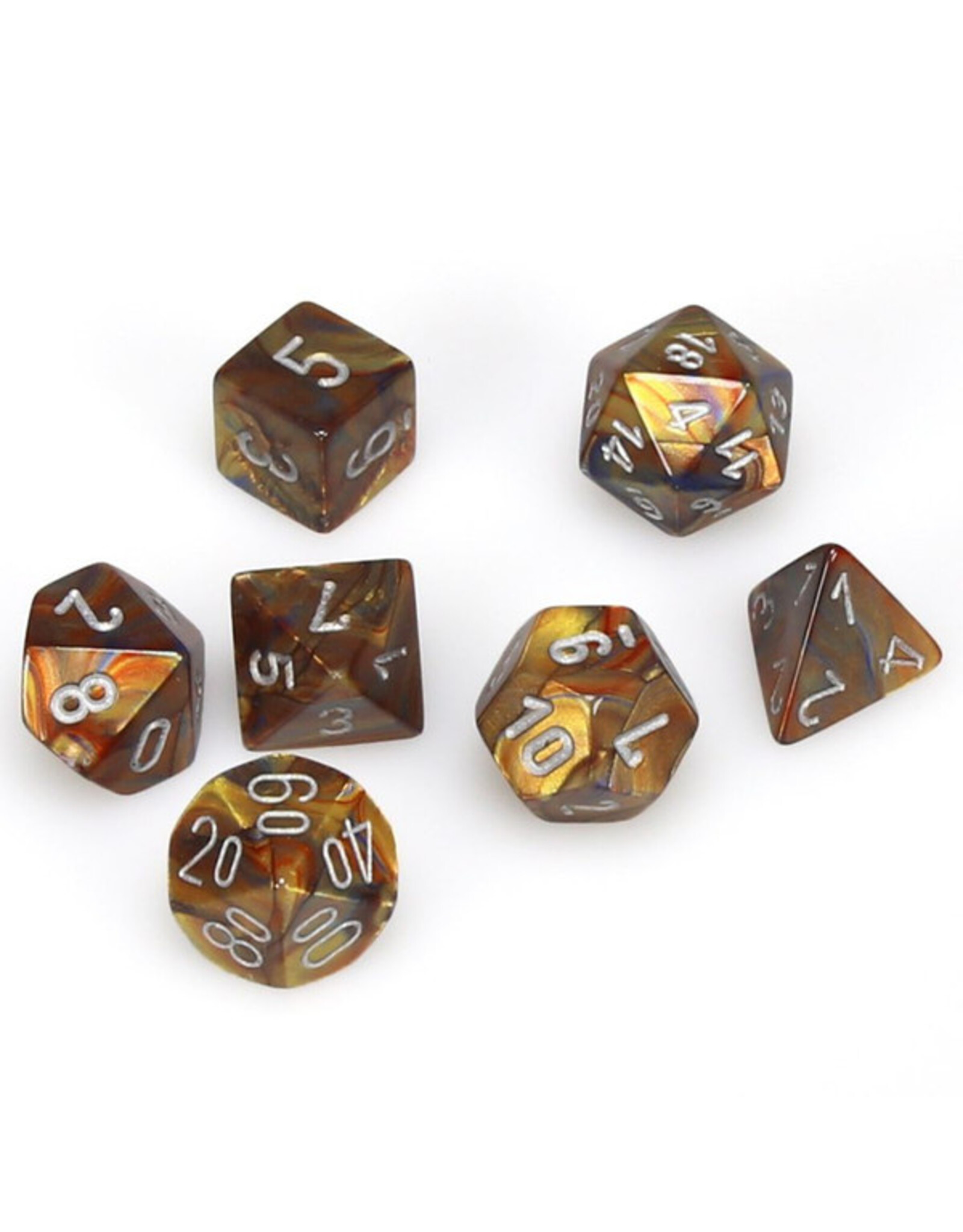 Chessex 7-Set Cube Lustrous Gold with Silver