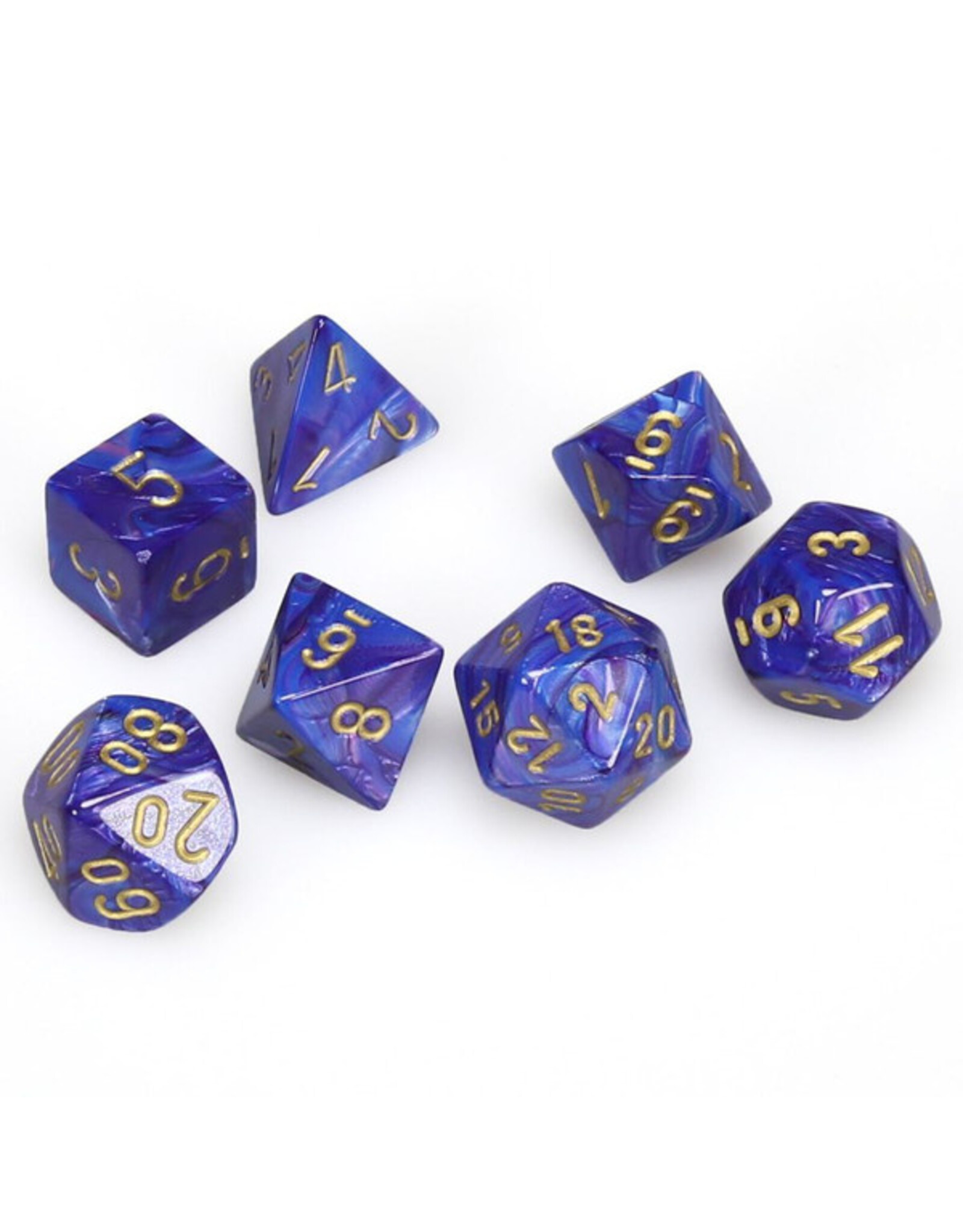 Chessex 7-Set Cube Lustrous Purple with Gold