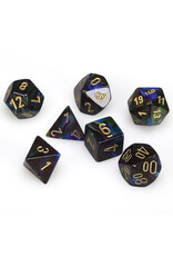 Chessex 7-Set Cube Lustrous Shadow with Gold