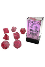 Chessex 7-Set Cube Ghostly Glow Pink with Silver