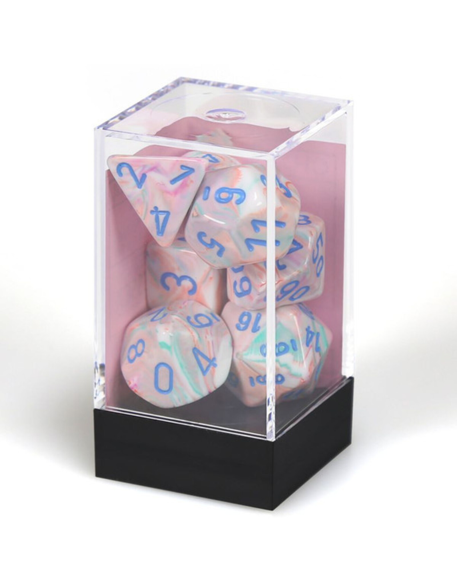 Chessex 7-Set Cube Festive Pop-Art with Blue