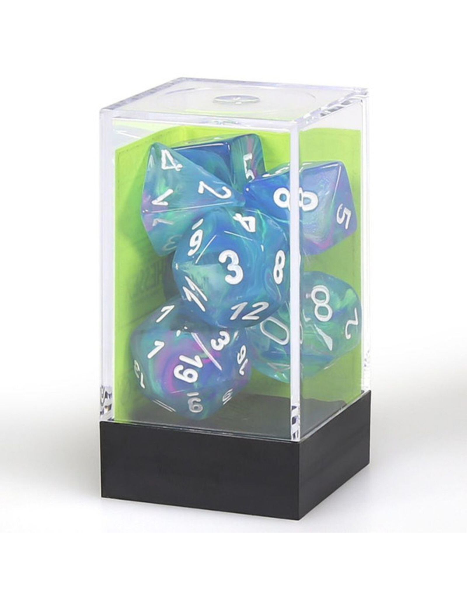 Chessex 7-Set Cube Festive Waterlily with White