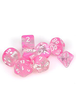 Chessex 7-Set Tube Lab Dice Gemini Luminary Clear Pink with White
