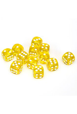 Chessex d6 Cube 16mm Translucent Yellow with White (12)