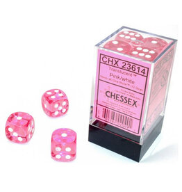 Chessex Translucent 16mm d6 Pink/white Dice Block (12 dice)