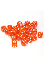 Chessex d6 Cube 12mm Translucent Orange with White (36)