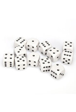 Chessex d6 Cube 16mm Opaque White with Black (12)